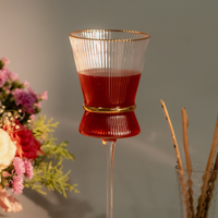 Gold Striped Red Wine Glass