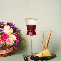 Gold Striped Red Wine Glass