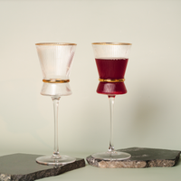 Gold Striped Red Wine Glass