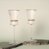 Gold Striped Red Wine Glass